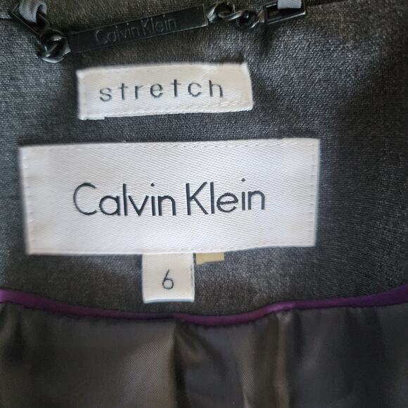 Calvin Klein Dark Gray Long Sleeves Work Business Woman's Blazer Size 6 - Picture 4 of 5